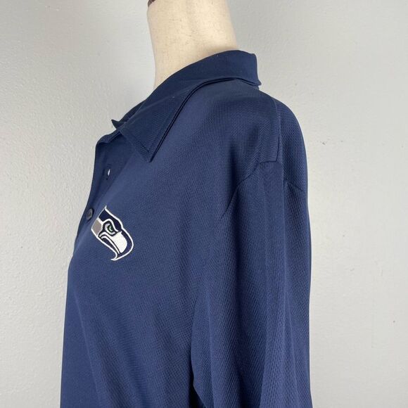 NFL Team Apparel Men's Navy Blue Seahawks Polo Shirt Size M EUC - Picture 4 of 7